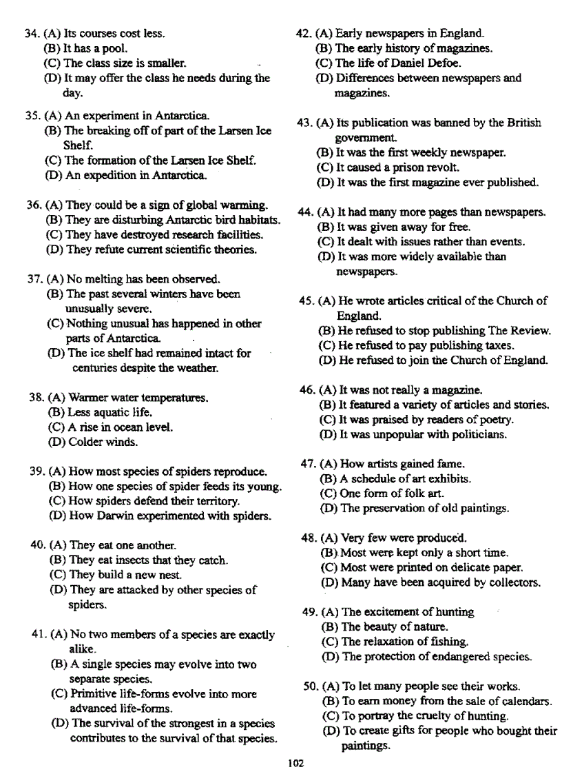 image for page Đề thi Toefl tháng 10 1998