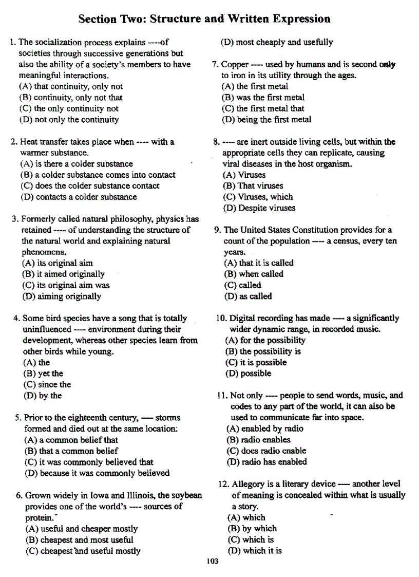 image for page Đề thi Toefl tháng 10 1998