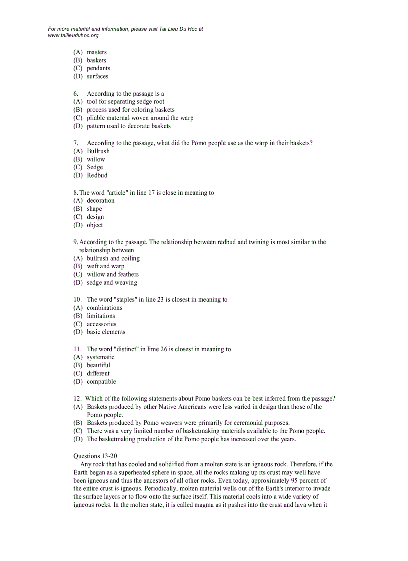 image for page Đề thi Toefl tháng 1 1999