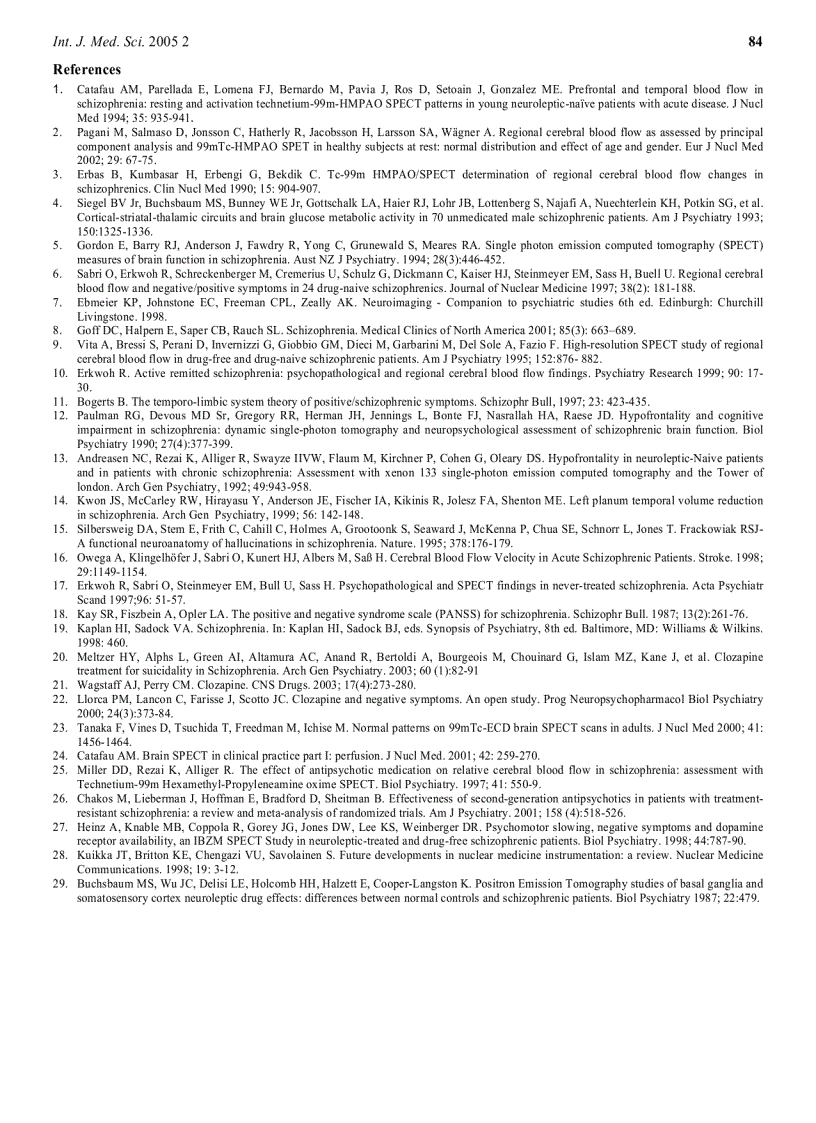 image for page Báo cáo y học Comparison of Classical and Clozapine Treatment on Schizophrenia Using Positive and Negative Syndrome Scale of Schizophrenia PANSS and SPECT Imaging