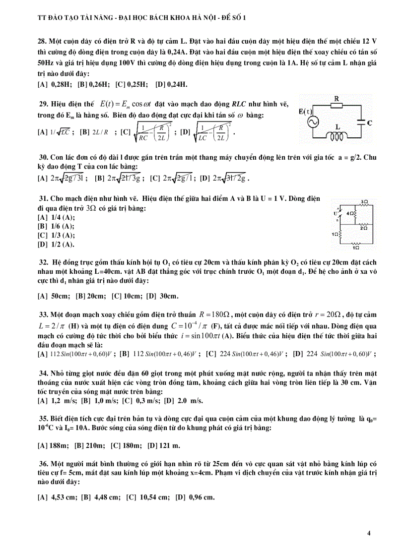 image for page Đề thi tuyển sinh môn vật lý