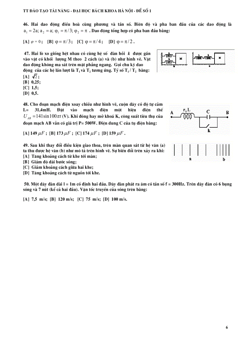 image for page Đề thi tuyển sinh môn vật lý