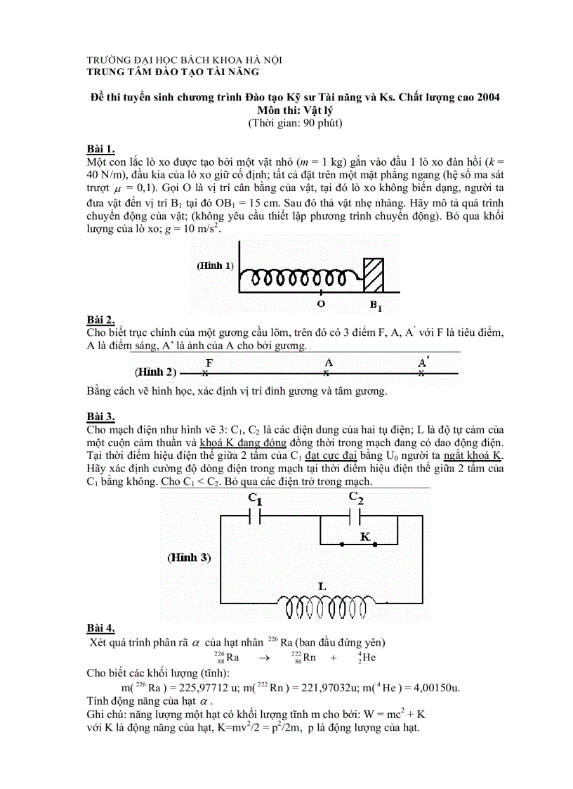 image for page Đề thi tuyển sinh môn vật lý 1