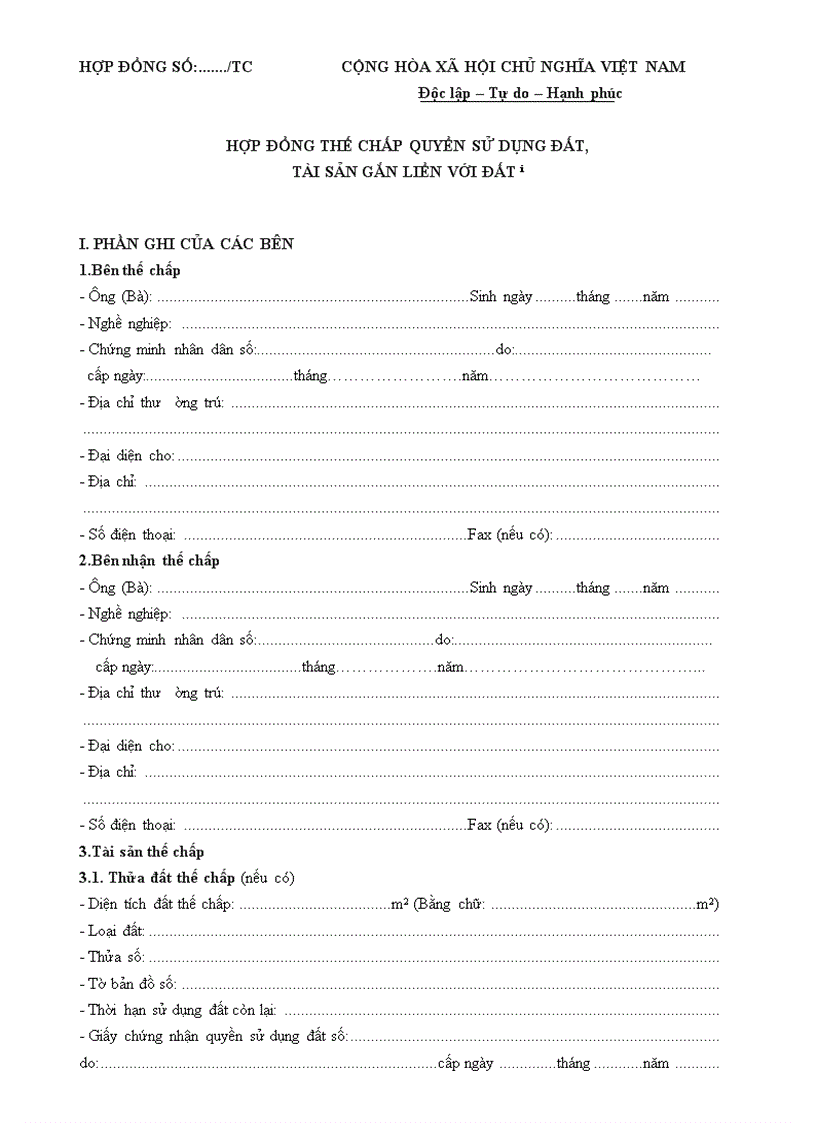 image for page Hợp đồng thế chấp quyền sử dụng đất tài sản gắn liền với đất 1