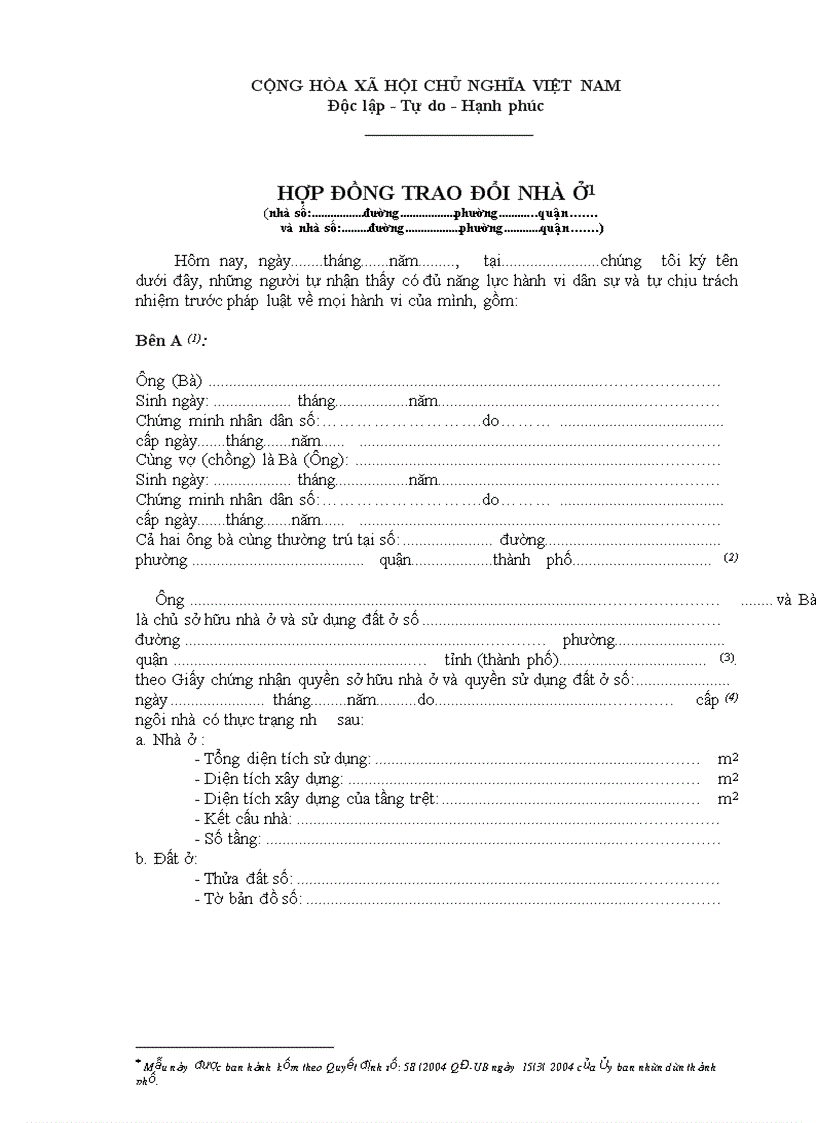 image for page Hợp đồng trao đổi nhà ở 1