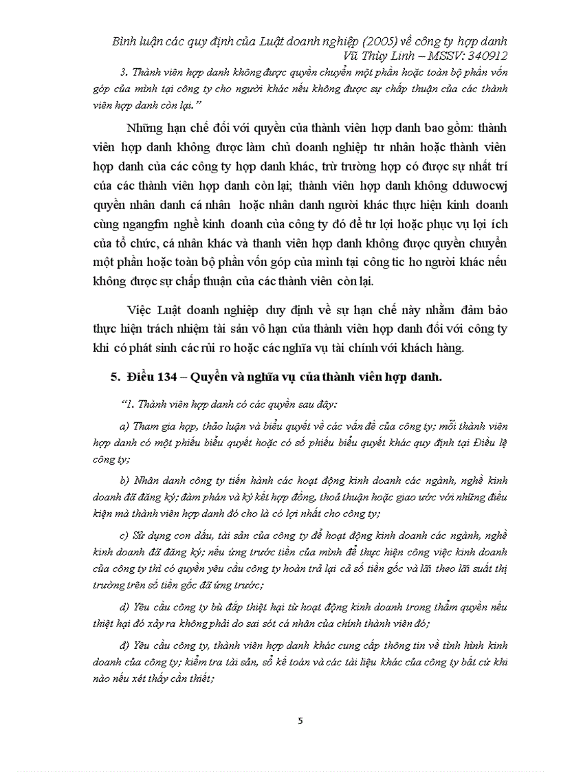 image for page Tiểu luận Bình luận các quy định của Luật doanh nghiệp 2005 về công ty hợp danh