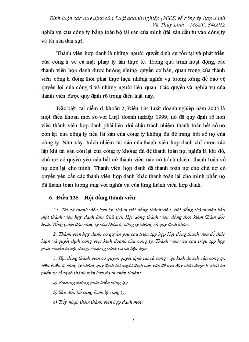 image for page Tiểu luận Bình luận các quy định của Luật doanh nghiệp 2005 về công ty hợp danh