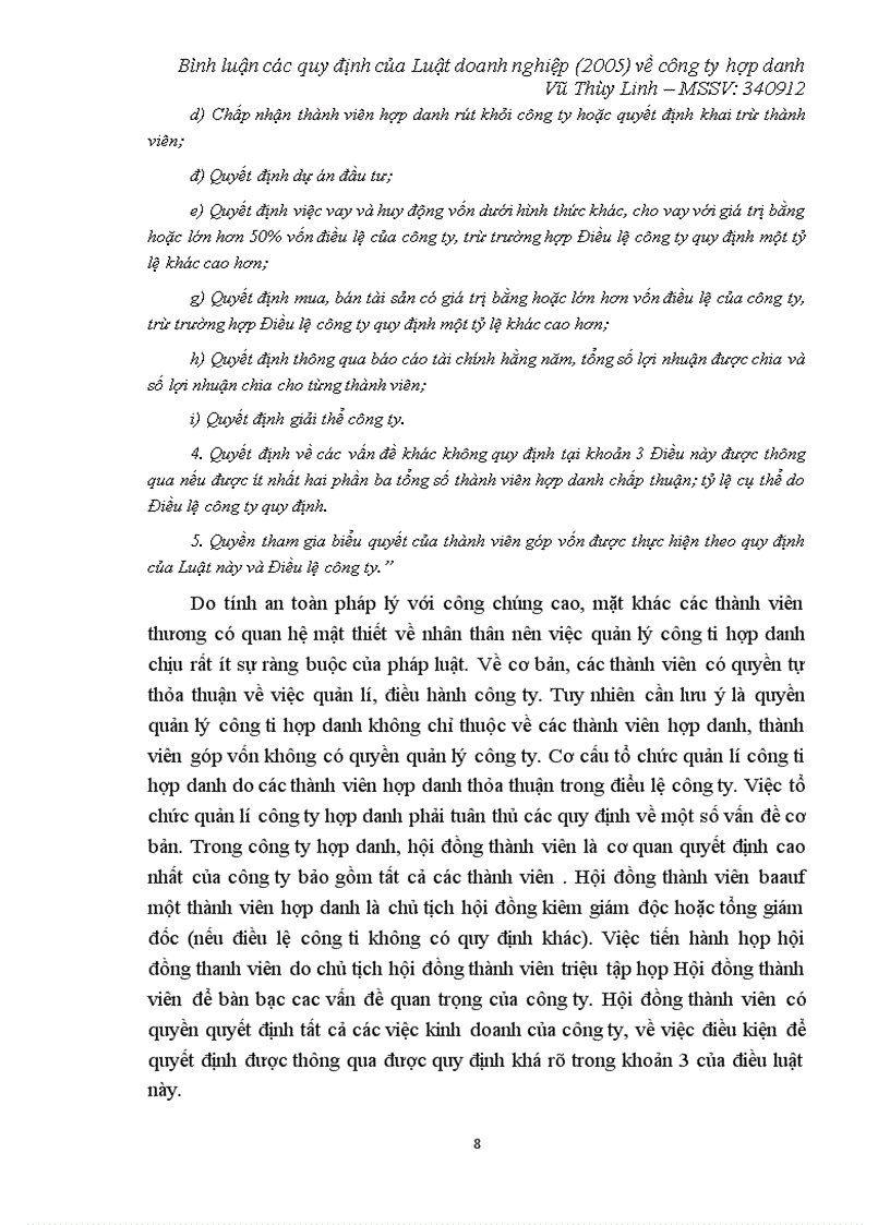 image for page Tiểu luận Bình luận các quy định của Luật doanh nghiệp 2005 về công ty hợp danh