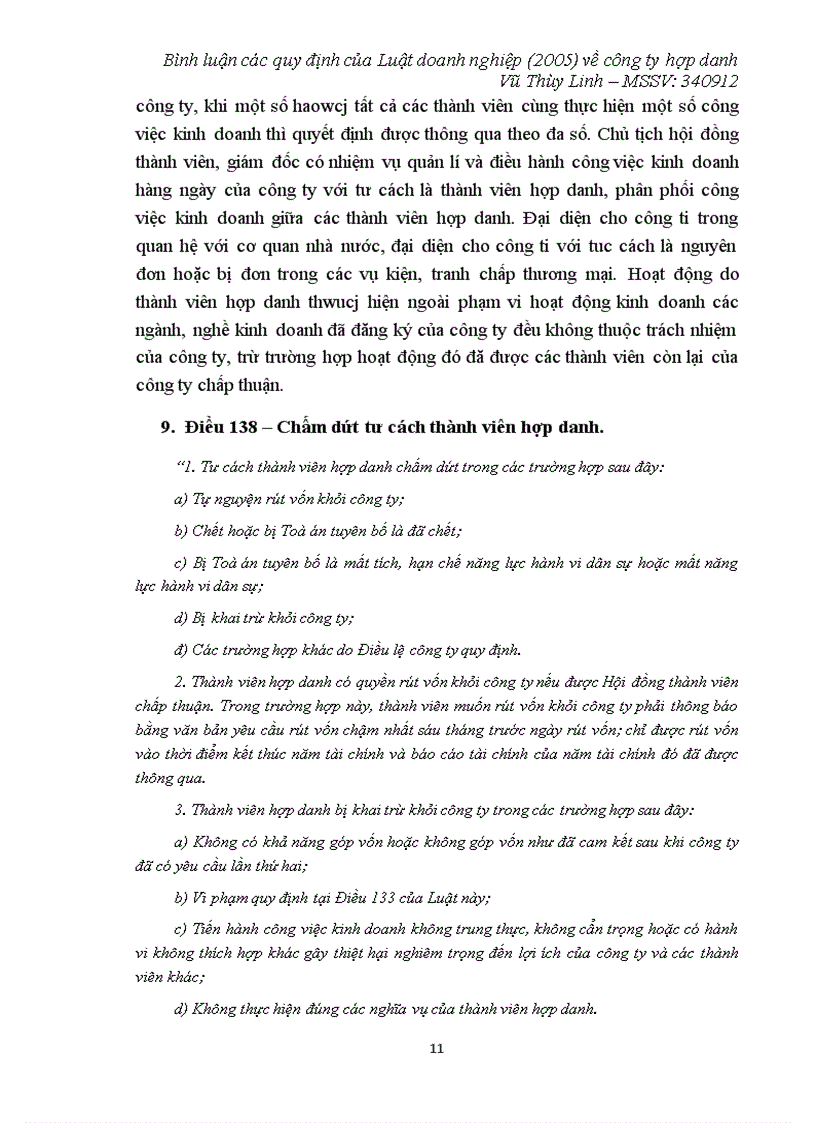 image for page Tiểu luận Bình luận các quy định của Luật doanh nghiệp 2005 về công ty hợp danh