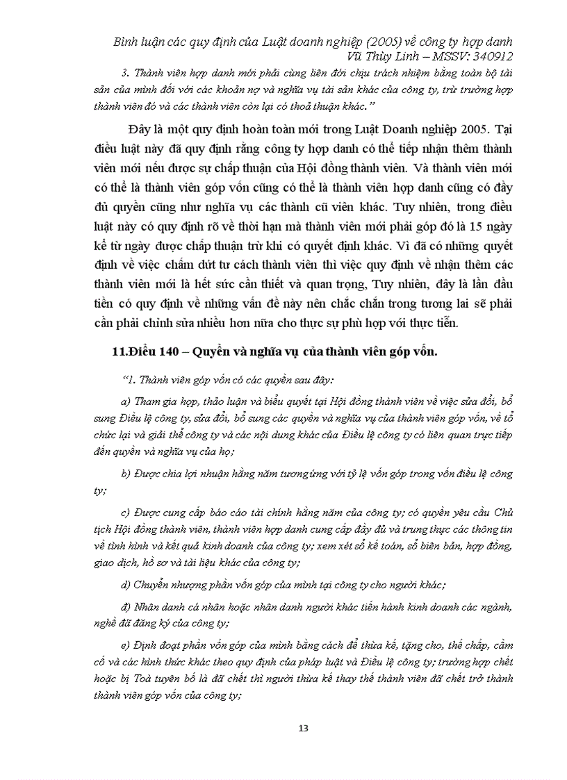 image for page Tiểu luận Bình luận các quy định của Luật doanh nghiệp 2005 về công ty hợp danh