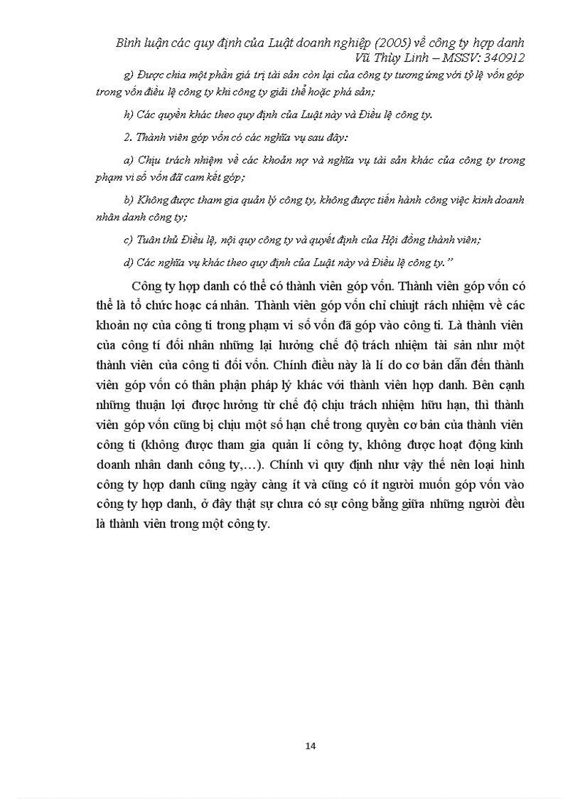 image for page Tiểu luận Bình luận các quy định của Luật doanh nghiệp 2005 về công ty hợp danh