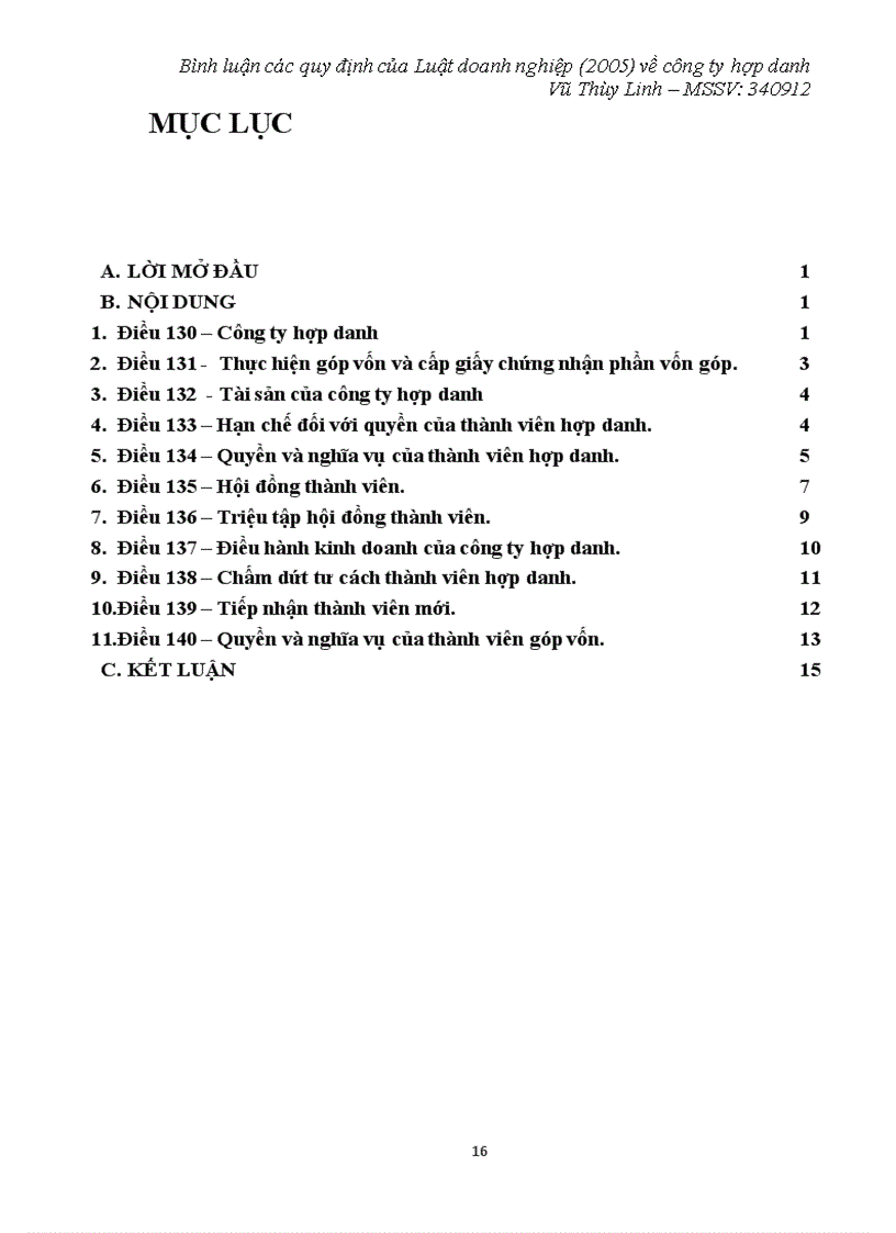 image for page Tiểu luận Bình luận các quy định của Luật doanh nghiệp 2005 về công ty hợp danh