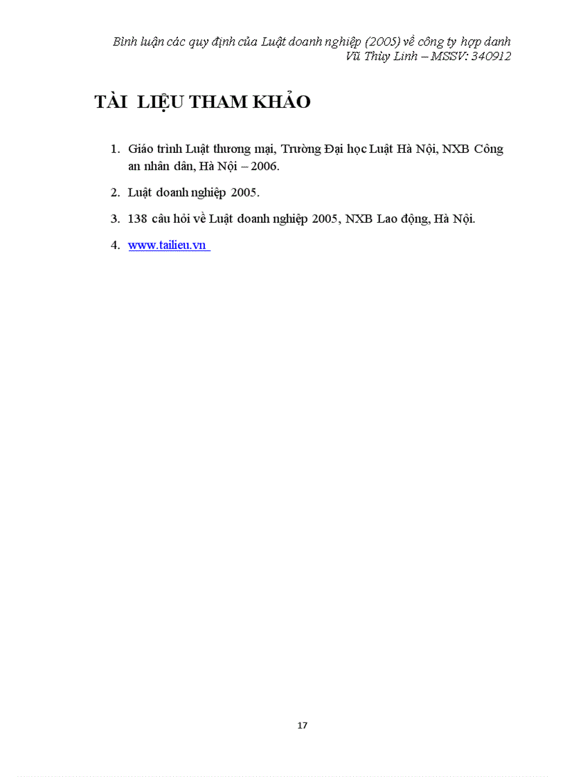 image for page Tiểu luận Bình luận các quy định của Luật doanh nghiệp 2005 về công ty hợp danh