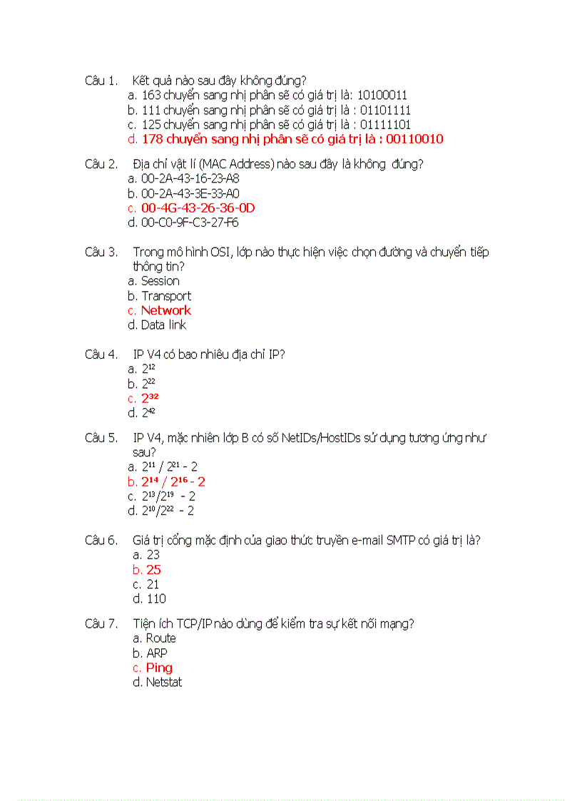 image for page Đề thi mạng căn bản