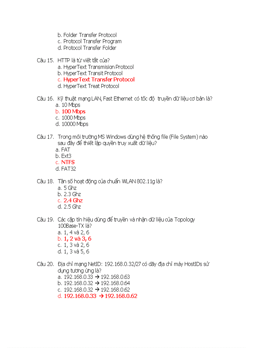 image for page Đề thi mạng căn bản