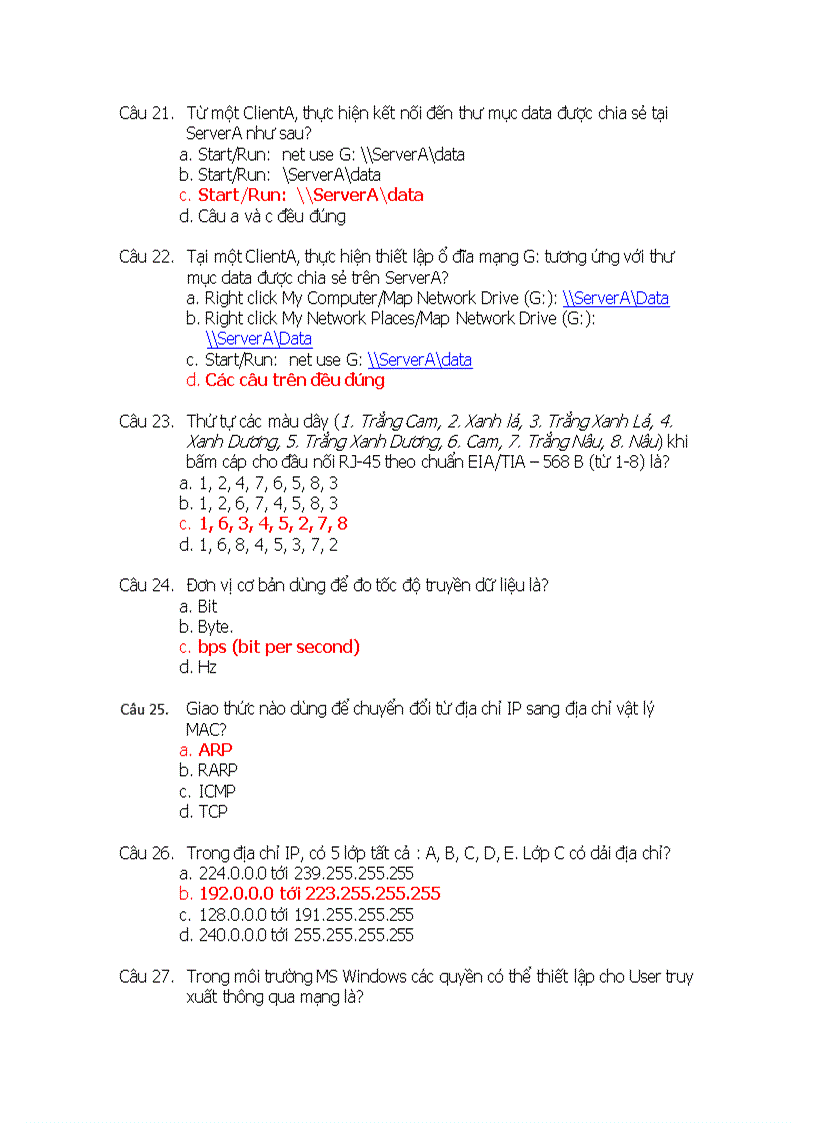 image for page Đề thi mạng căn bản