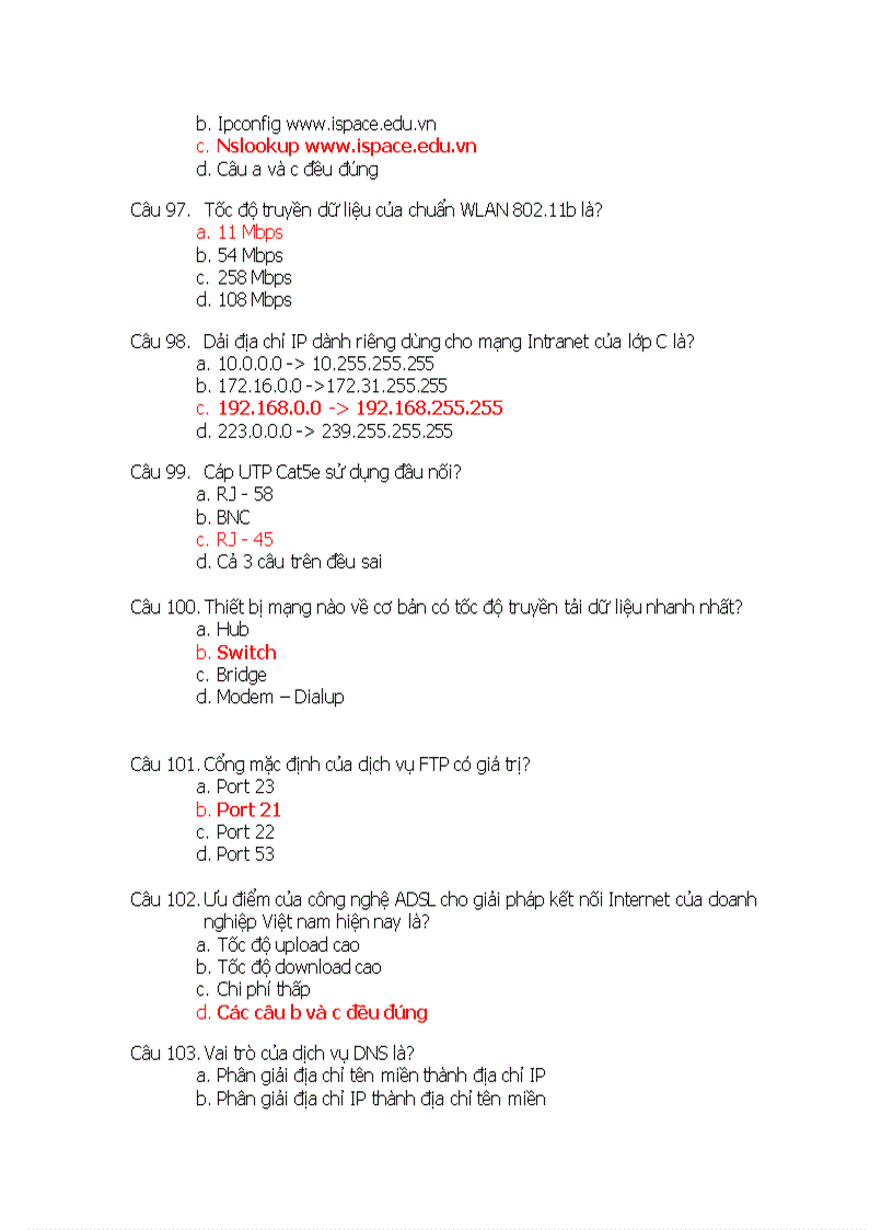 image for page Đề thi mạng căn bản