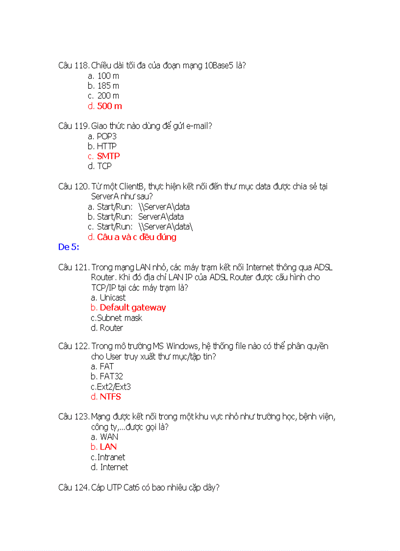 image for page Đề thi mạng căn bản