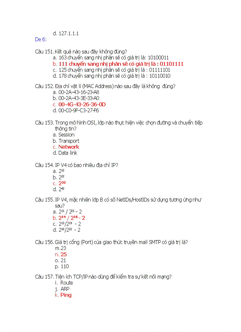 image for page Đề thi mạng căn bản