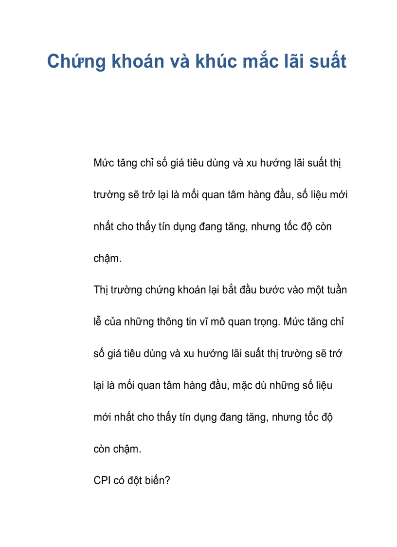 image for page Chứng khoán và khúc mắc lãi suất