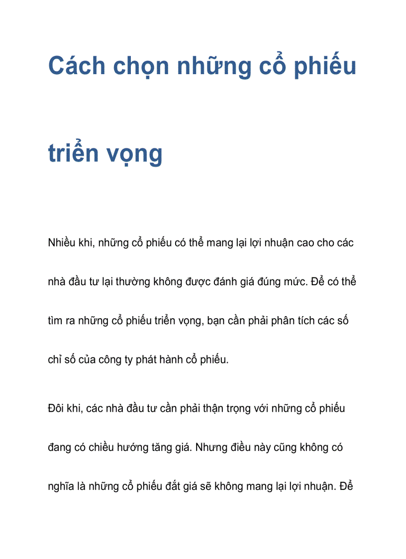 image for page Cách chọn những cổ phiếu triển vọng 1