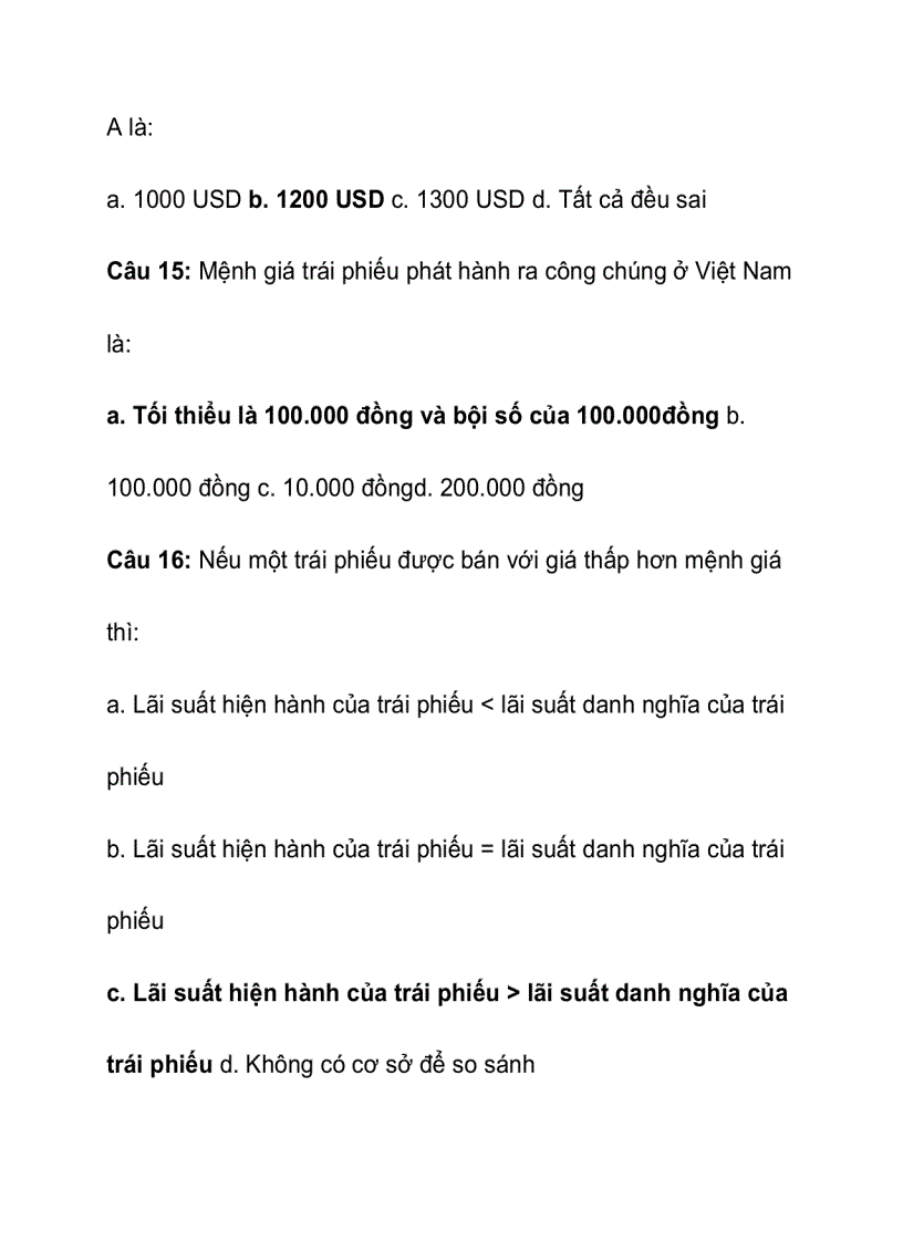 40 câu trắc nghiệm về thị trường chứng khoán