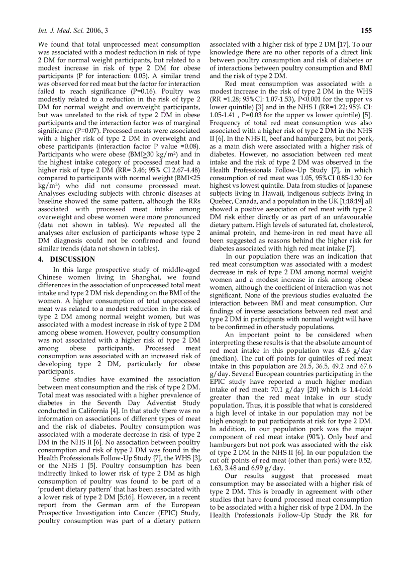 image for page Báo cáo y học The association of meat intake and the risk of type 2 diabetes may be modified by body weight