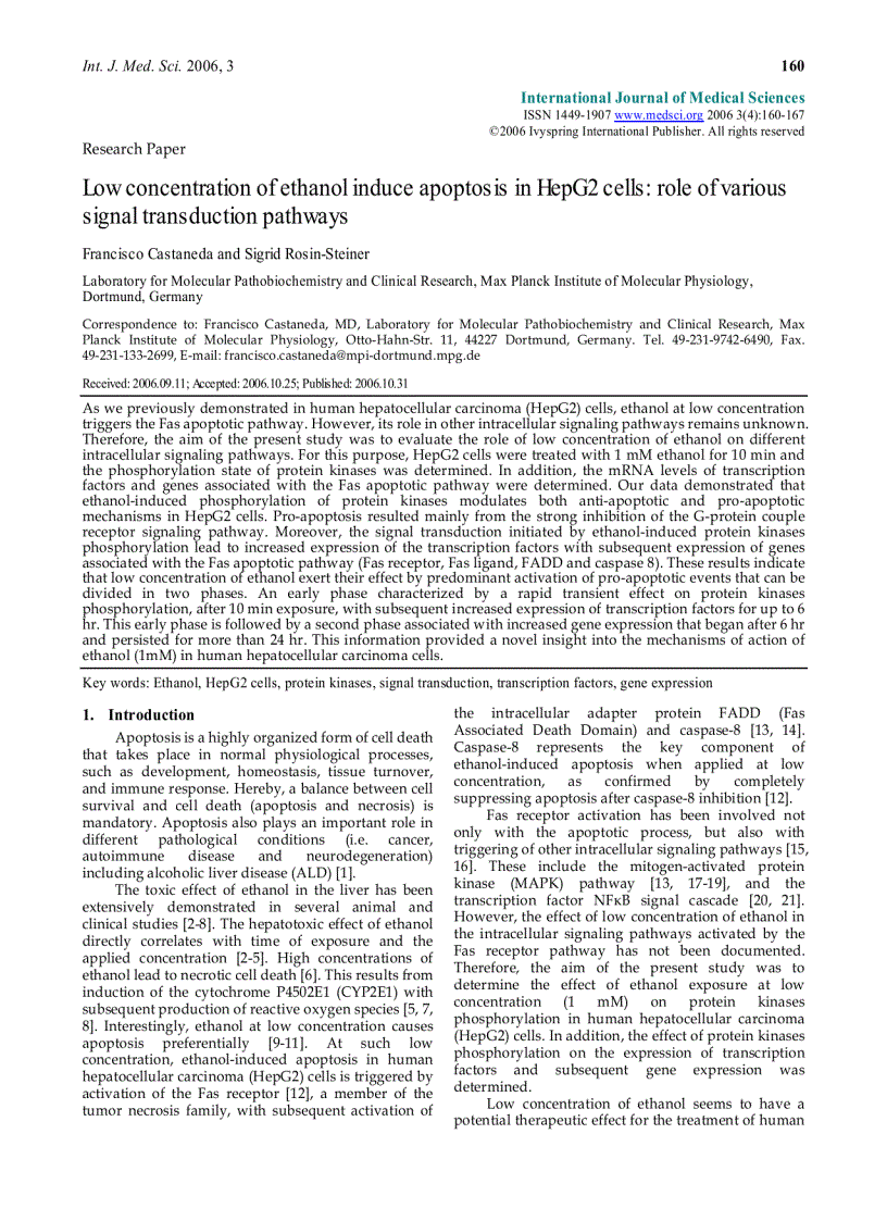 image for page Báo cáo y học Low concentration of ethanol induce apoptosis in HepG2 cells role of various signal transduction pathways