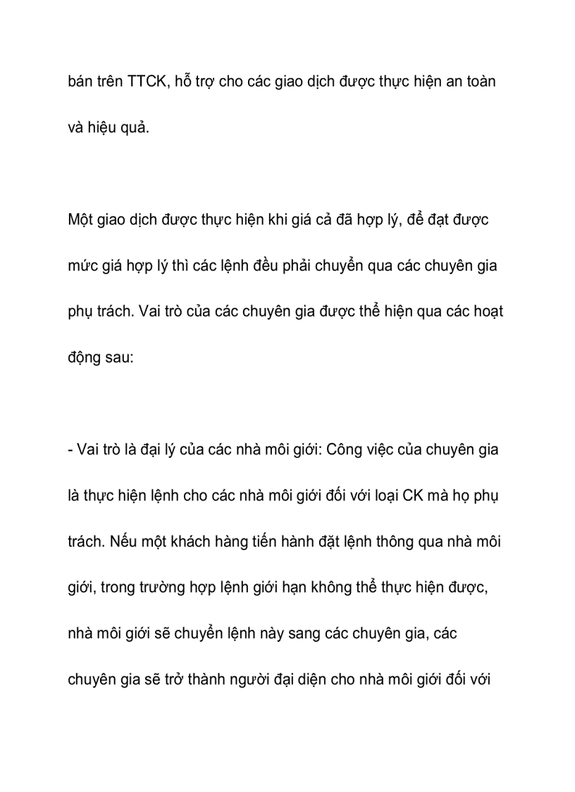 image for page Vai trò của các chuyên gia và nhà tạo lập thị trường