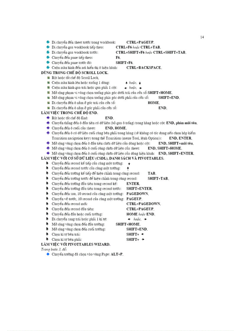 image for page Phím tắt trong EXCEL