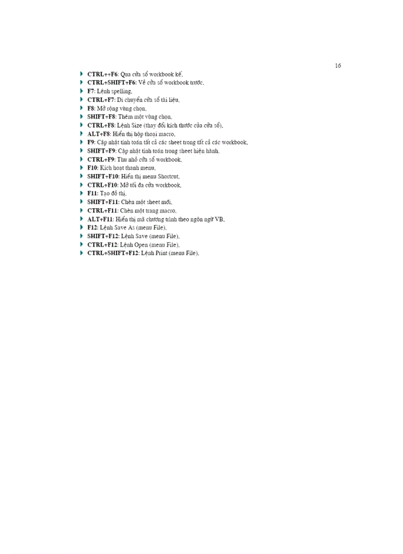 image for page Phím tắt trong EXCEL