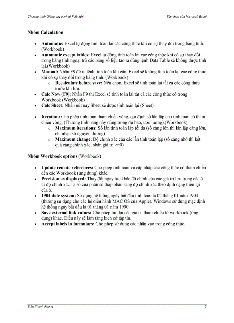 image for page Tùy chọn của Microsoft Excel