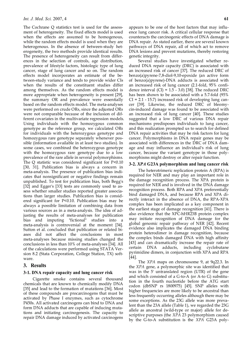 image for page Báo cáo y học Genetic polymorphisms in the nucleotide excision repair pathway and lung cancer risk A meta analysis