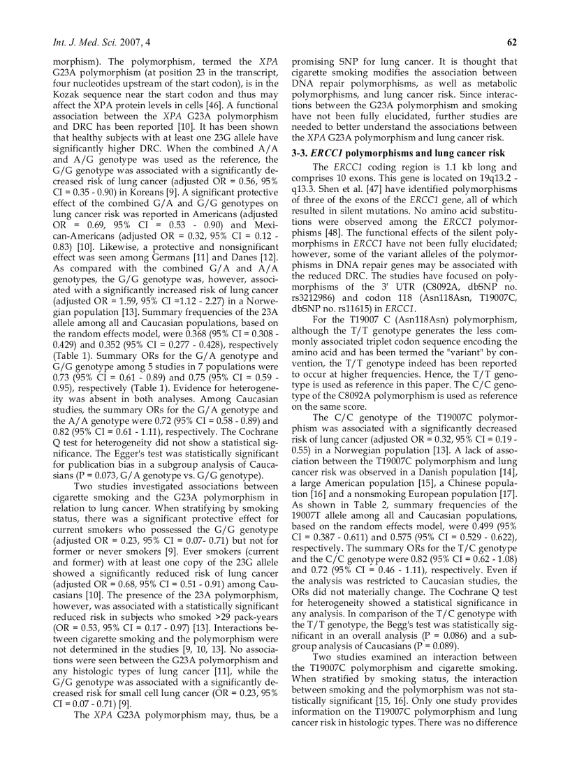 image for page Báo cáo y học Genetic polymorphisms in the nucleotide excision repair pathway and lung cancer risk A meta analysis