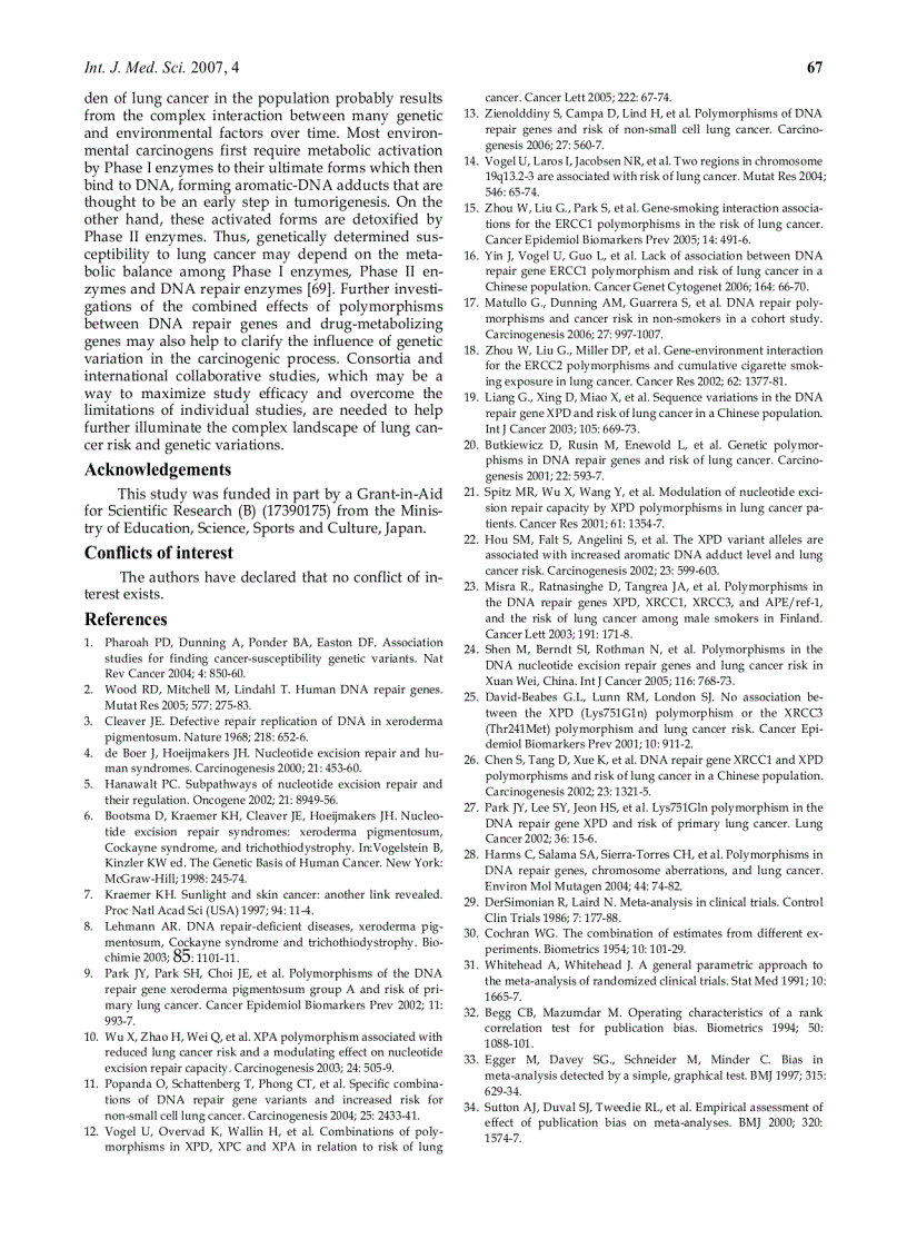 image for page Báo cáo y học Genetic polymorphisms in the nucleotide excision repair pathway and lung cancer risk A meta analysis