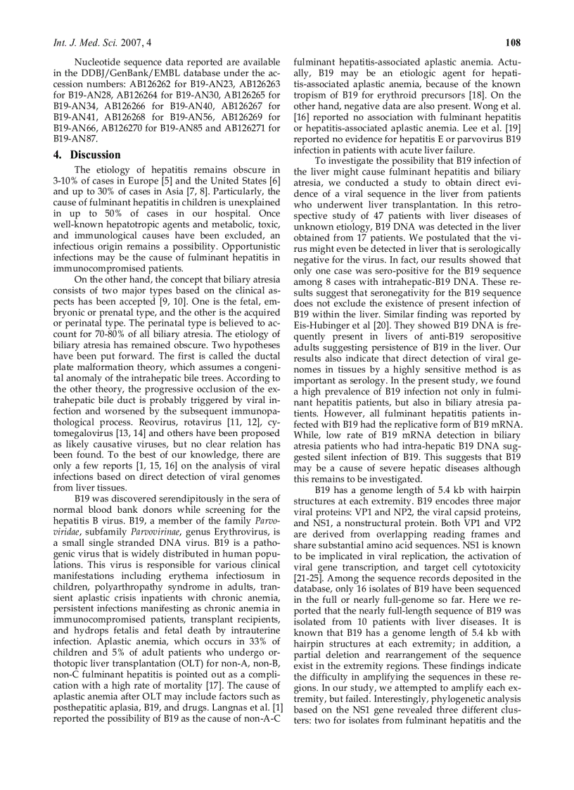 image for page Báo cáo y học Characterization of erythrovirus B19 genomes isolated in liver tissues from patients with fulminant hepatitis and biliary atresia who underwent liver transplantation