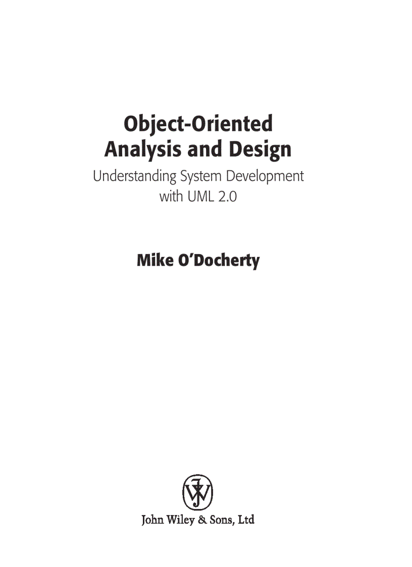 image for page Object Oriented Analysis and Design Understanding System Development with UML 2 0