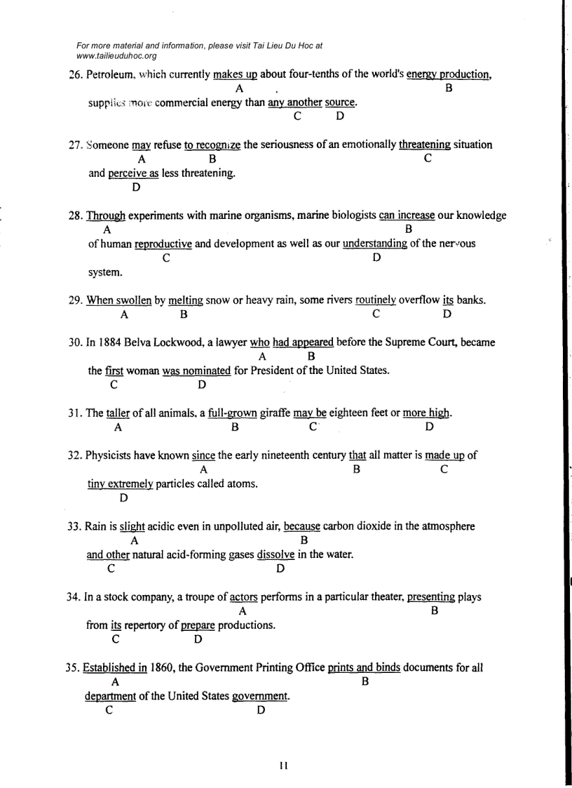 image for page Đề thi Toefl tháng 8 2001