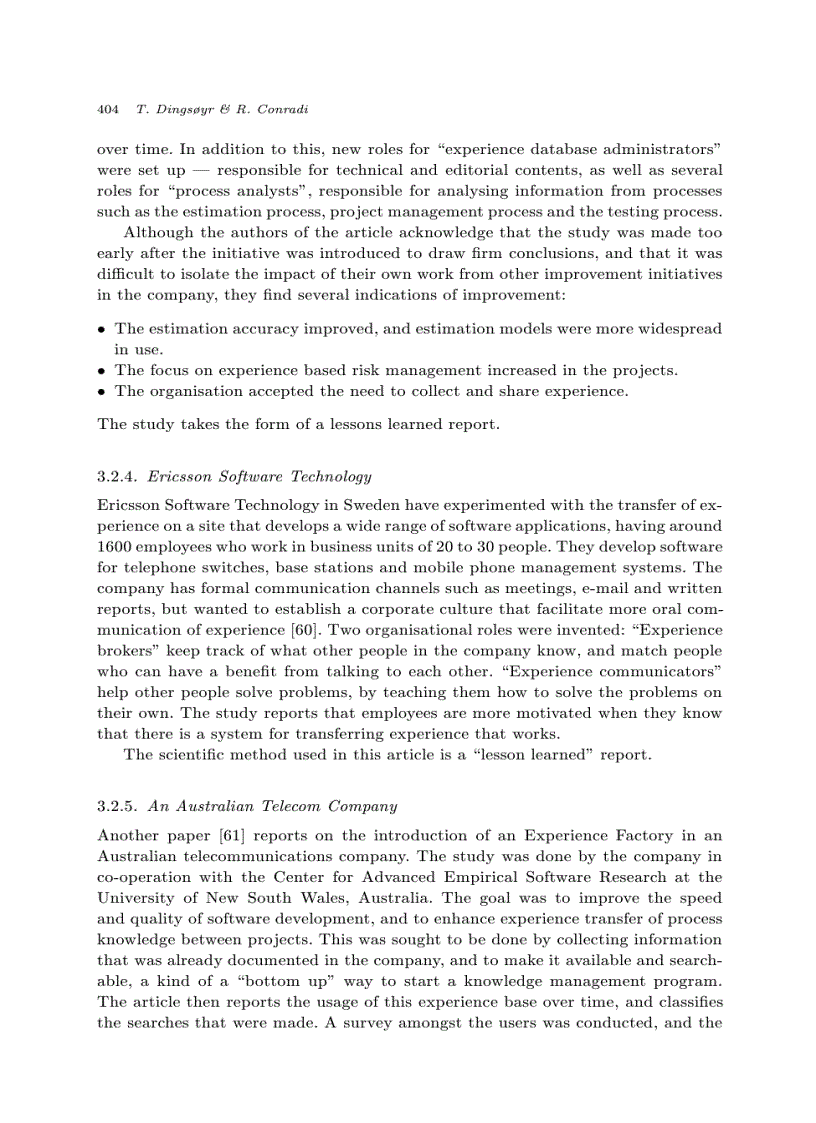 image for page Survey of case studies of the use of knowledge management in software engineering