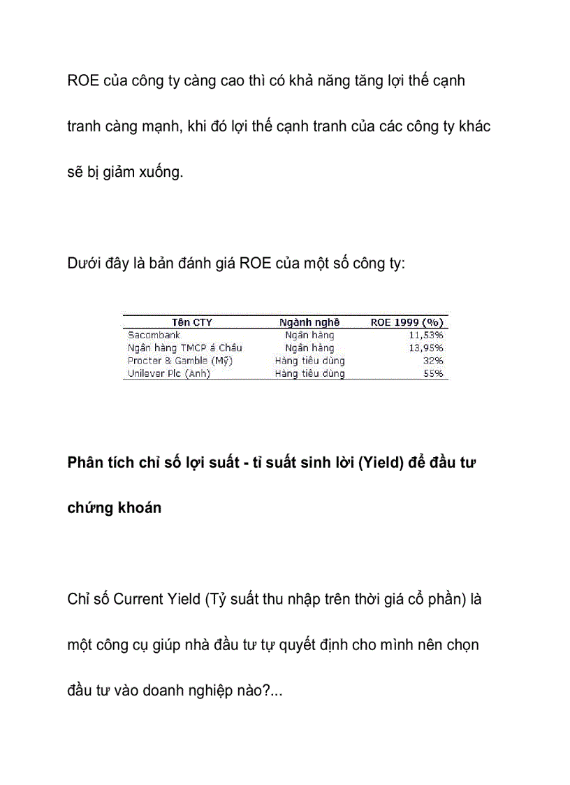 image for page Một số chỉ số đánh giá tiêu chí và cơ hội đầu tư