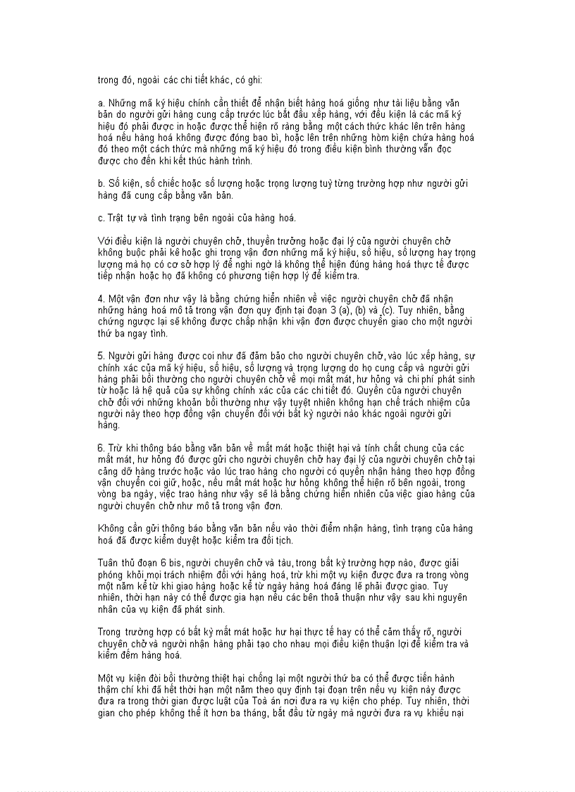 image for page Quy tắc HAGUE VISBY 1968