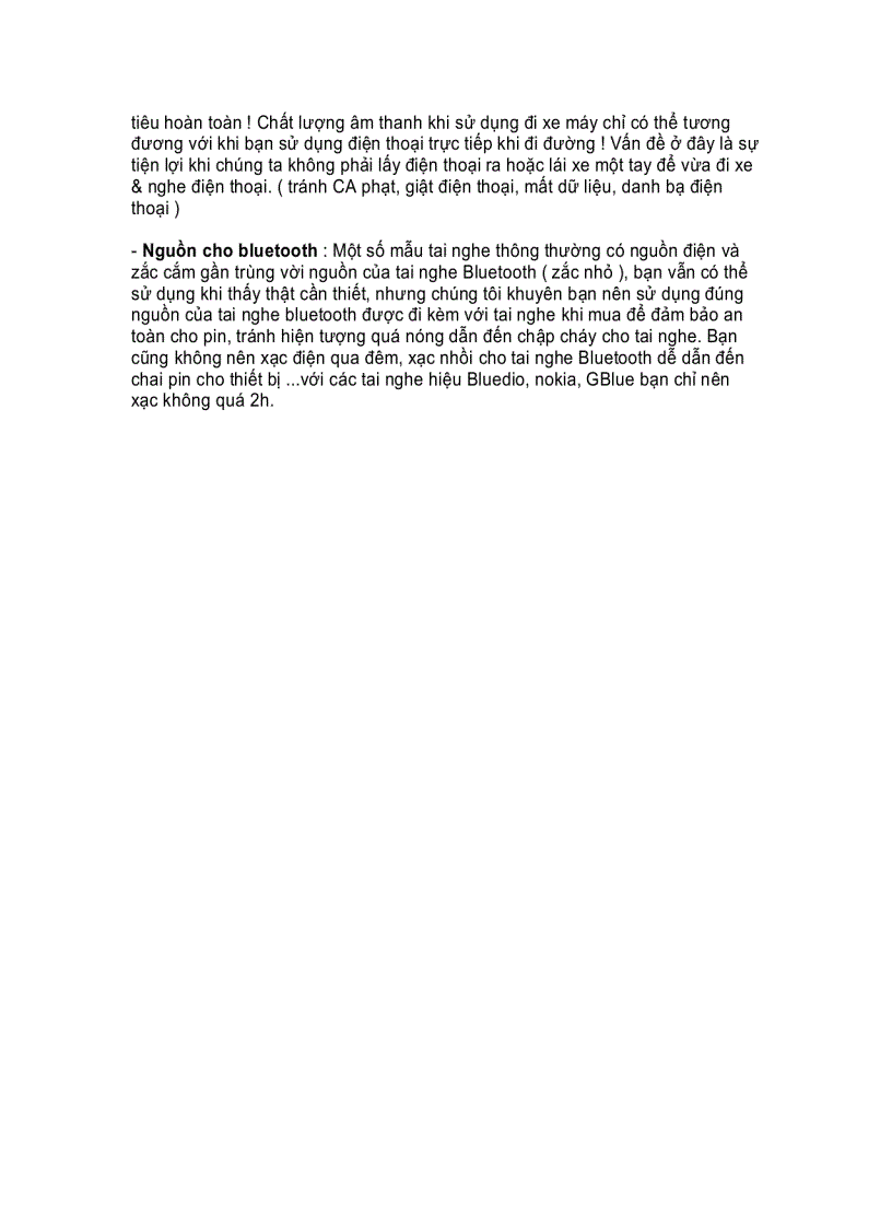 image for page Lưu ý khi sử dụng tai nghe bluetooth không dây