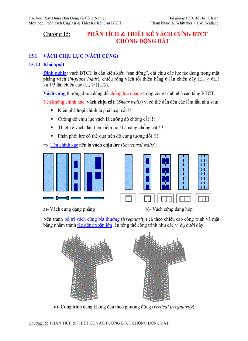 Tài liệu nâng cao Phân tích thiết kế vách cứng btct chống động đất
