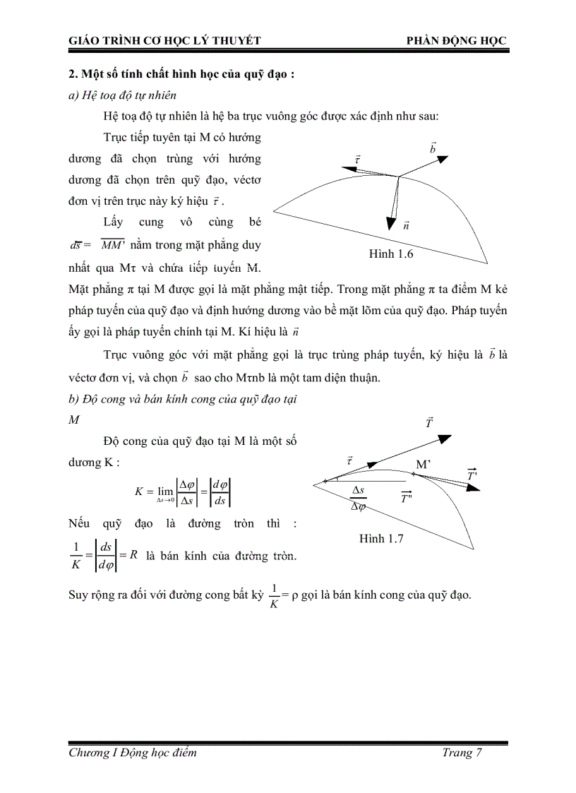 image for page TÀI LIỆU Giáo trình cơ học lý thuyết phần động học những vấn đề cơ bản