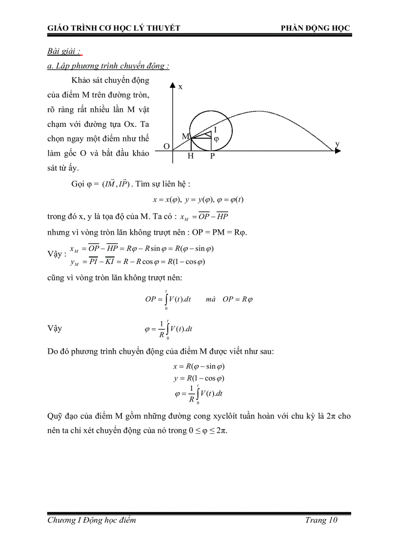 image for page TÀI LIỆU Giáo trình cơ học lý thuyết phần động học những vấn đề cơ bản