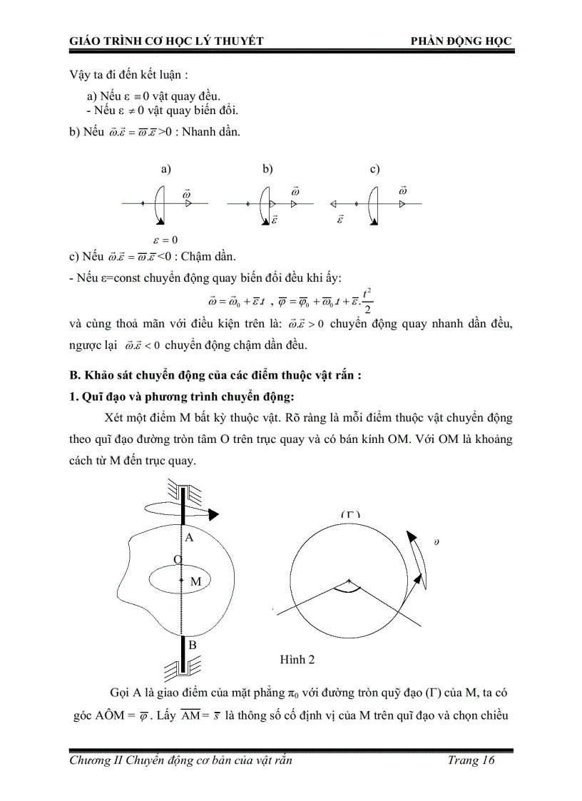image for page TÀI LIỆU Giáo trình cơ học lý thuyết phần động học những vấn đề cơ bản