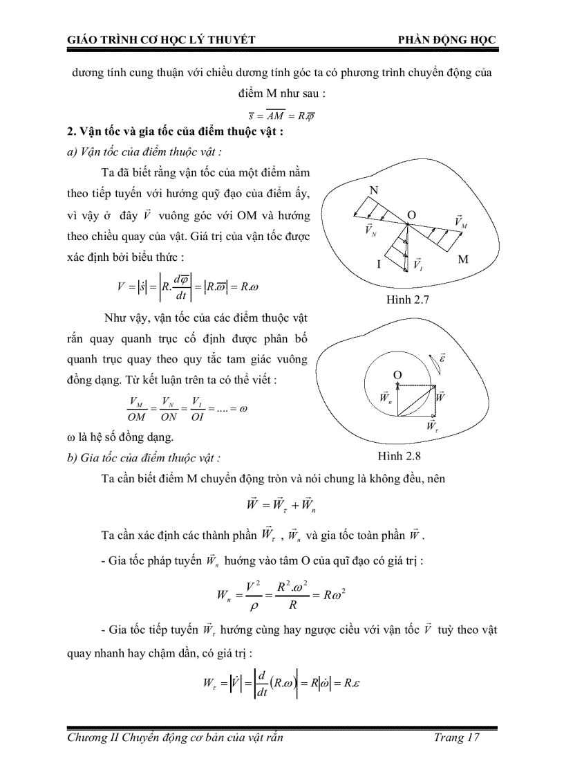 image for page TÀI LIỆU Giáo trình cơ học lý thuyết phần động học những vấn đề cơ bản