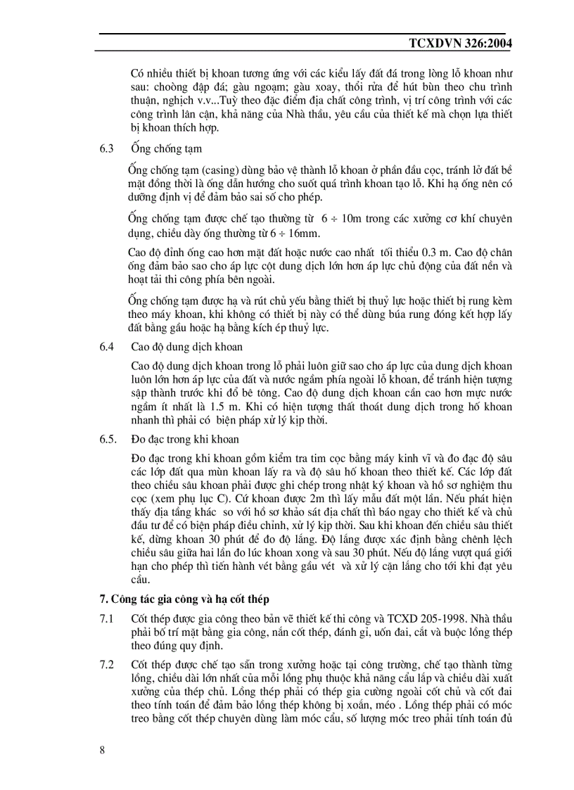 image for page TCXDVN 326 2004 Cọc khoan nhồi Tiêu chuẩn Thi công và Nghiệm thu