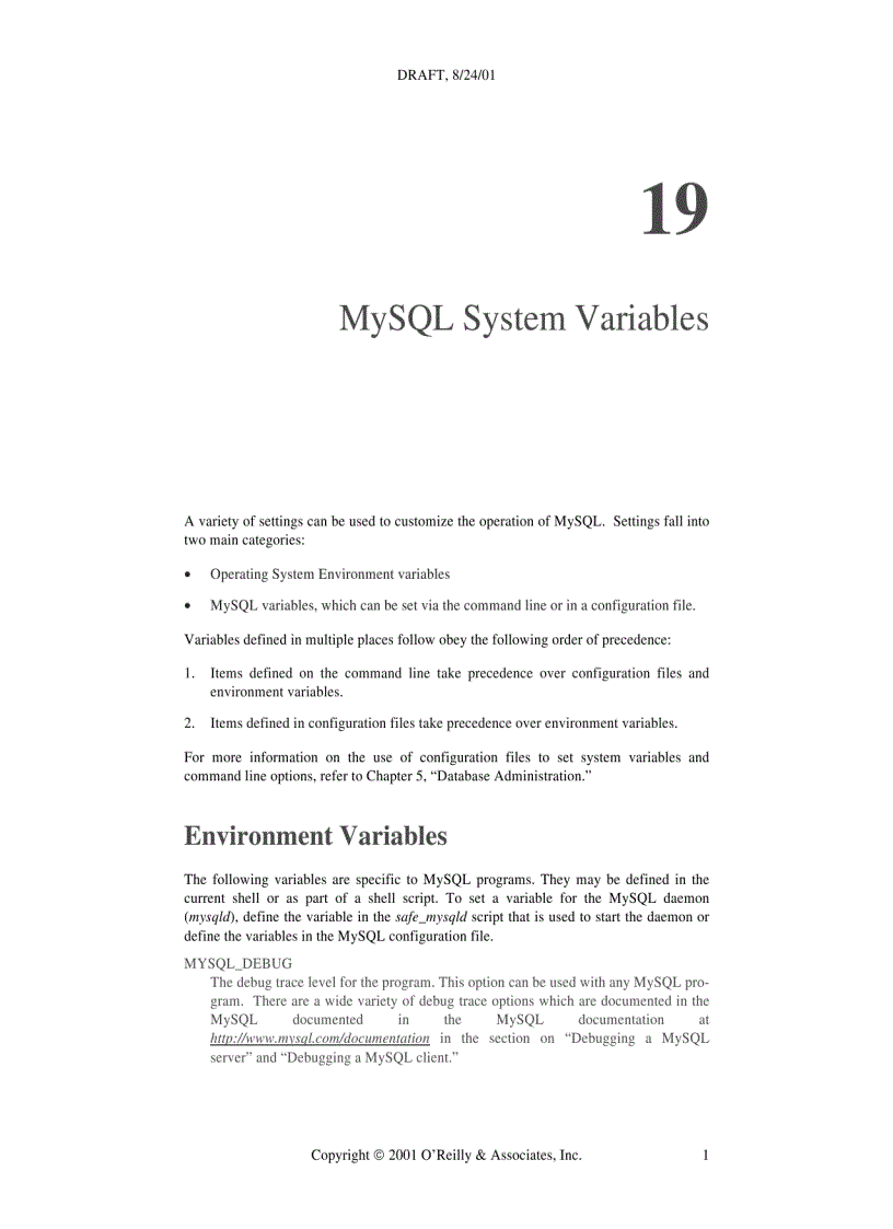 image for page MySQL System Variables