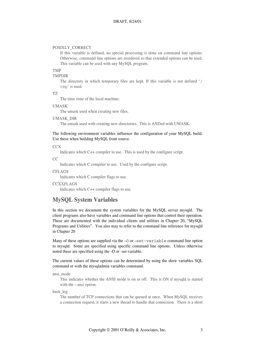 image for page MySQL System Variables
